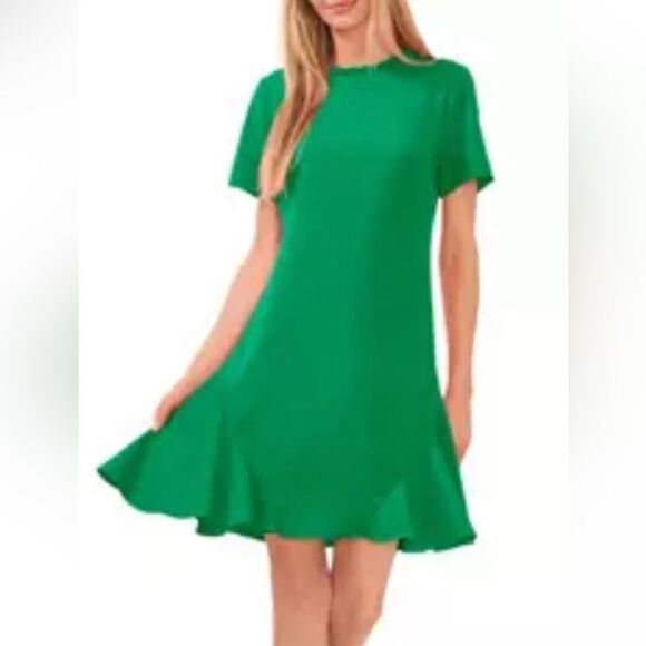 CeCe Ruffle Neck Godet Dress - Picture 1 of 14